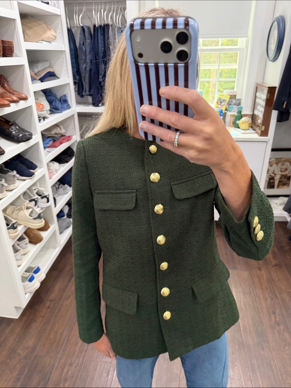 Pomander Place Classic Dark Green with Gold Button-Front Jacket XS NWT - Picture 3 of 6